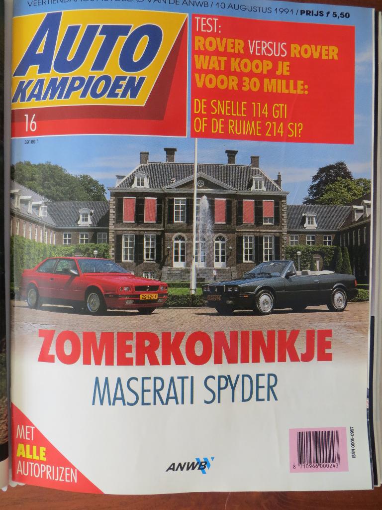 Autokampioen 16 1991 Maserati Spyder, Rover 114 GTI, 214 SI, Ophalen of Verzenden, Nieuw, Opel