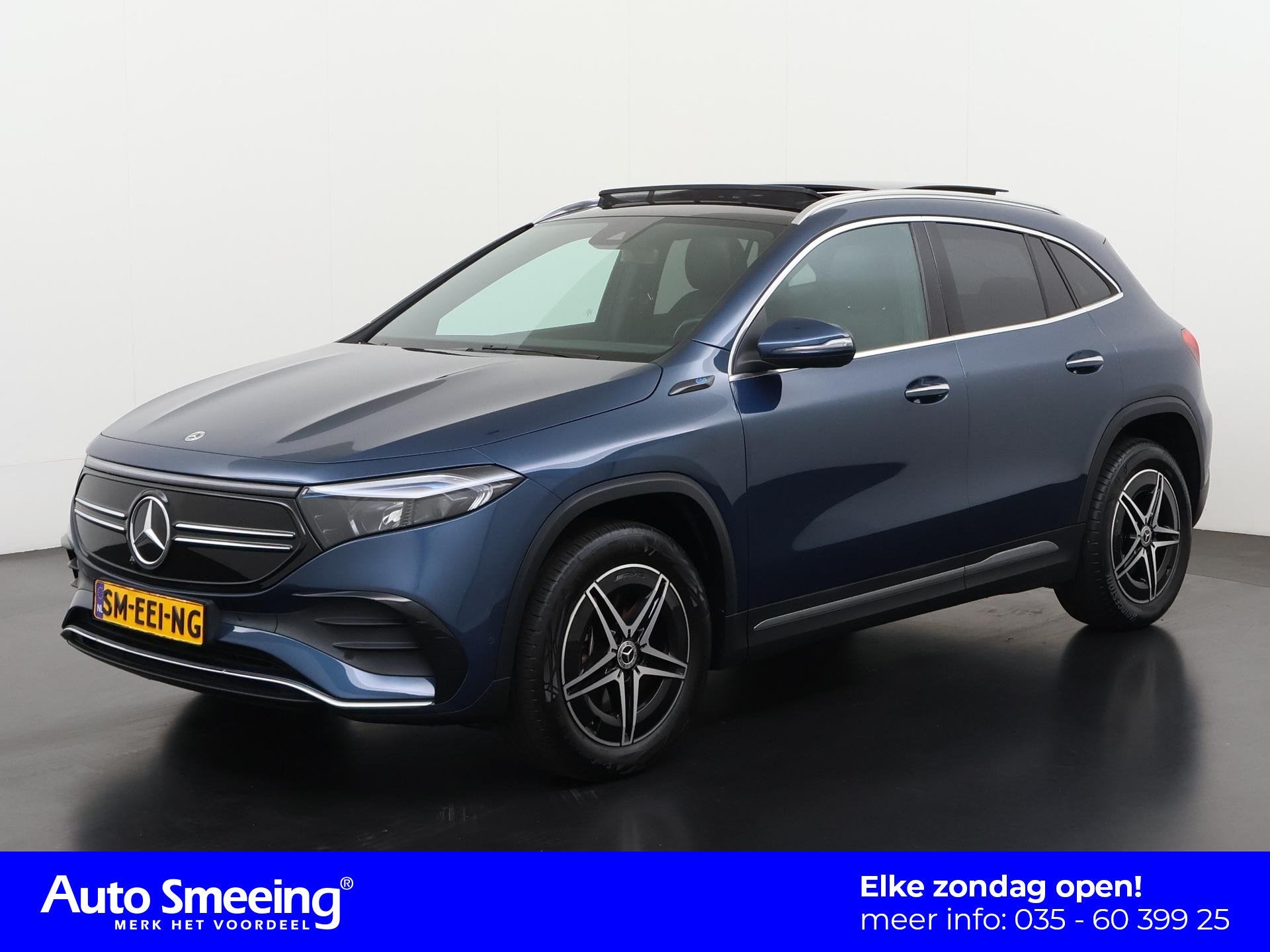 Mercedes-Benz EQA 250 AMG Line 67kWh | SOH 96% | Panoramadak, Auto's, 190 pk, Blauw, Leder en Stof, 67 kWh