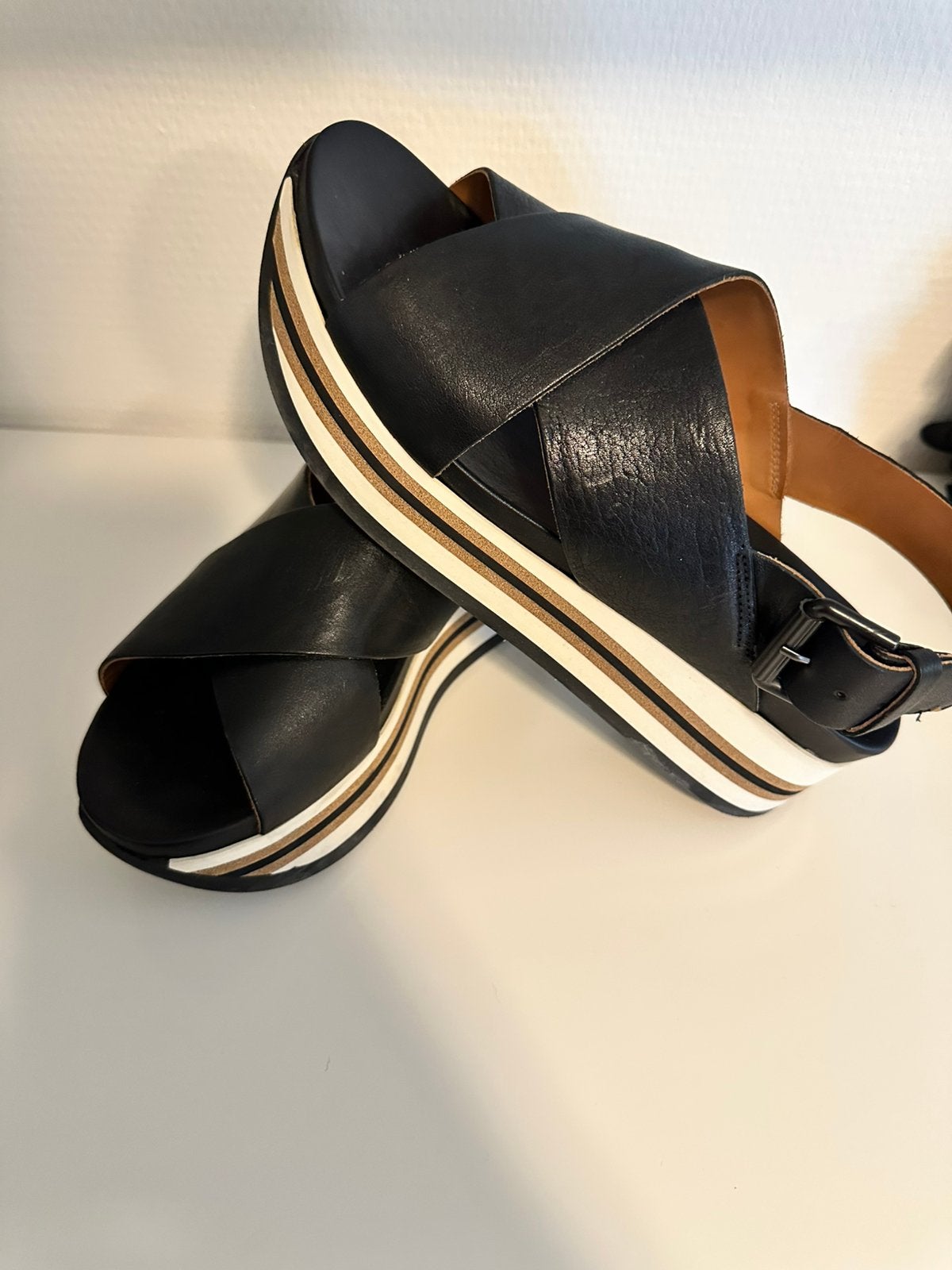 Viavai sandalen maat 40 zwart leer, Ophalen of Verzenden, Zo goed als nieuw, Zwart, Sandalen of Muiltjes
