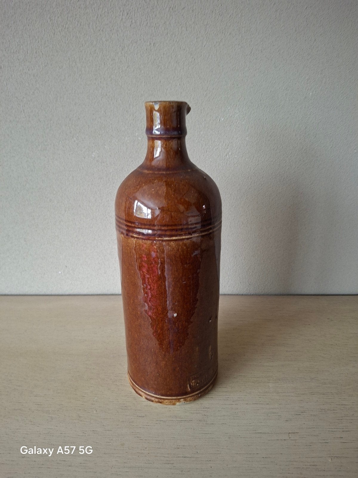 Antieke Franse Stoneware Fles - Bruin Geglazuurd, Ophalen of Verzenden