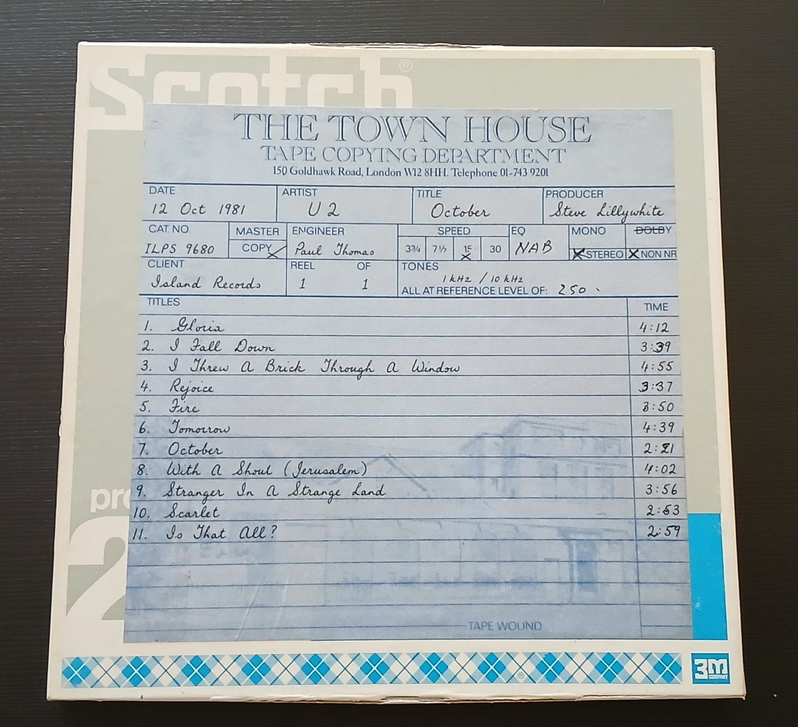 U2 OCTOBER 1981 Production Mastered THE TOWN HOUSE Tape, Cd's en Dvd's, Vinyl | Rock, Ophalen of Verzenden
