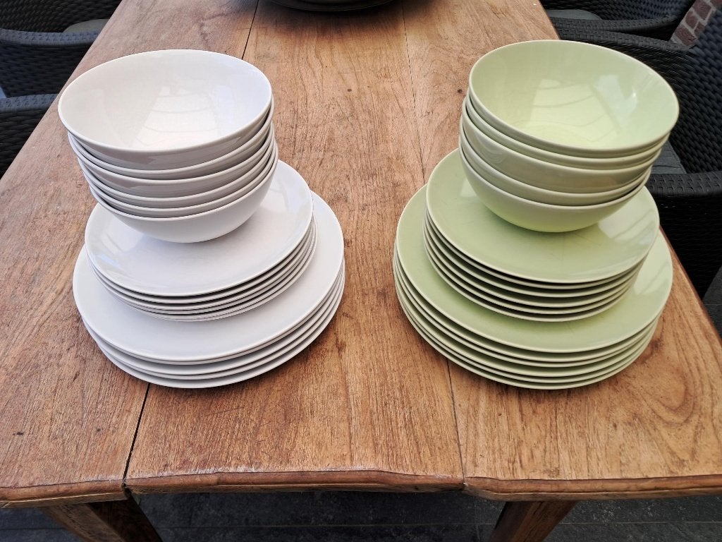 IKEA fargklar servies, set groen en set wit borden kommen, Ophalen, Gebruikt, Keramiek, IKEA