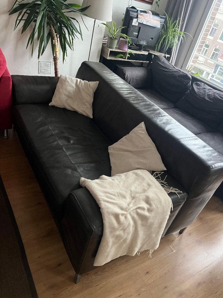 Prachtige bruine leren bank, Huis en Inrichting, Banken | Bankstellen, Ophalen, Driepersoons, 75 tot 100 cm, Zo goed als nieuw