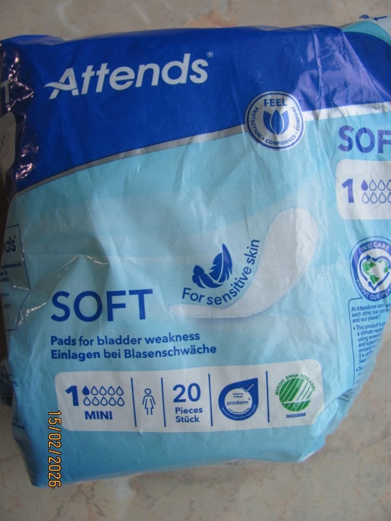 NIEUWSTAAT verpakking ATTENDS Soft MINI incontinentie 12 st., Diversen, Verpleegmiddelen, Zo goed als nieuw, Ophalen of Verzenden