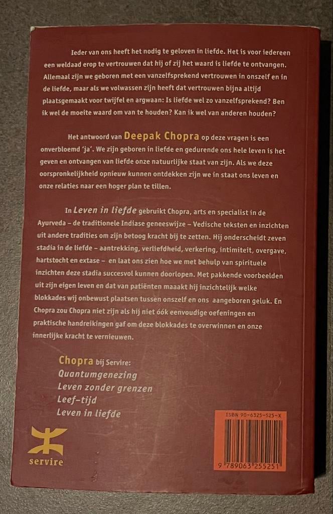 Leven in Liefde - Deepak Chopra (Spiritueel Boek), Boeken, Ophalen of Verzenden, Zo goed als nieuw, Spiritualiteit algemeen, Achtergrond en Informatie