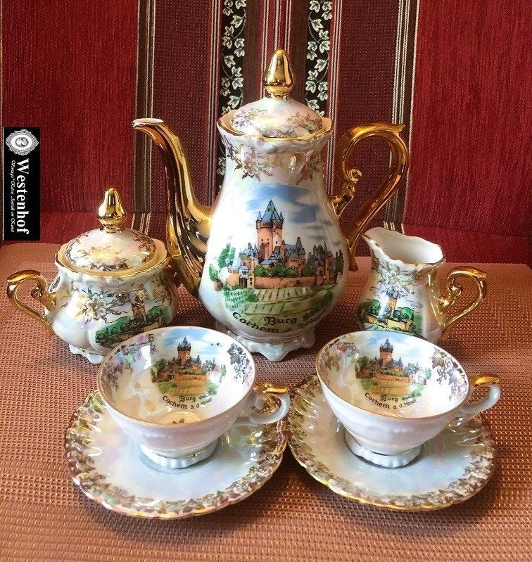 Gemerkt oude mokka servies set koffie theeservies Bavaria, Antiek en Kunst, Ophalen of Verzenden