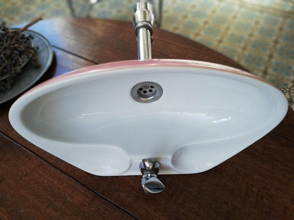 Tof vintage fonteintje in twee kleuren, roze onderkant, Antiek en Kunst, Ophalen