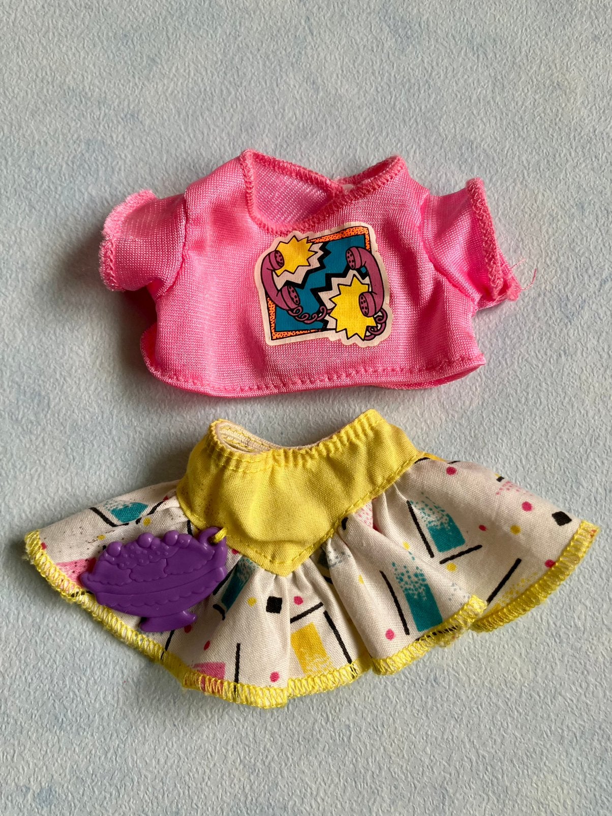 Vintage barbie kleding rok en shirt Cool Tops Skipper  1989