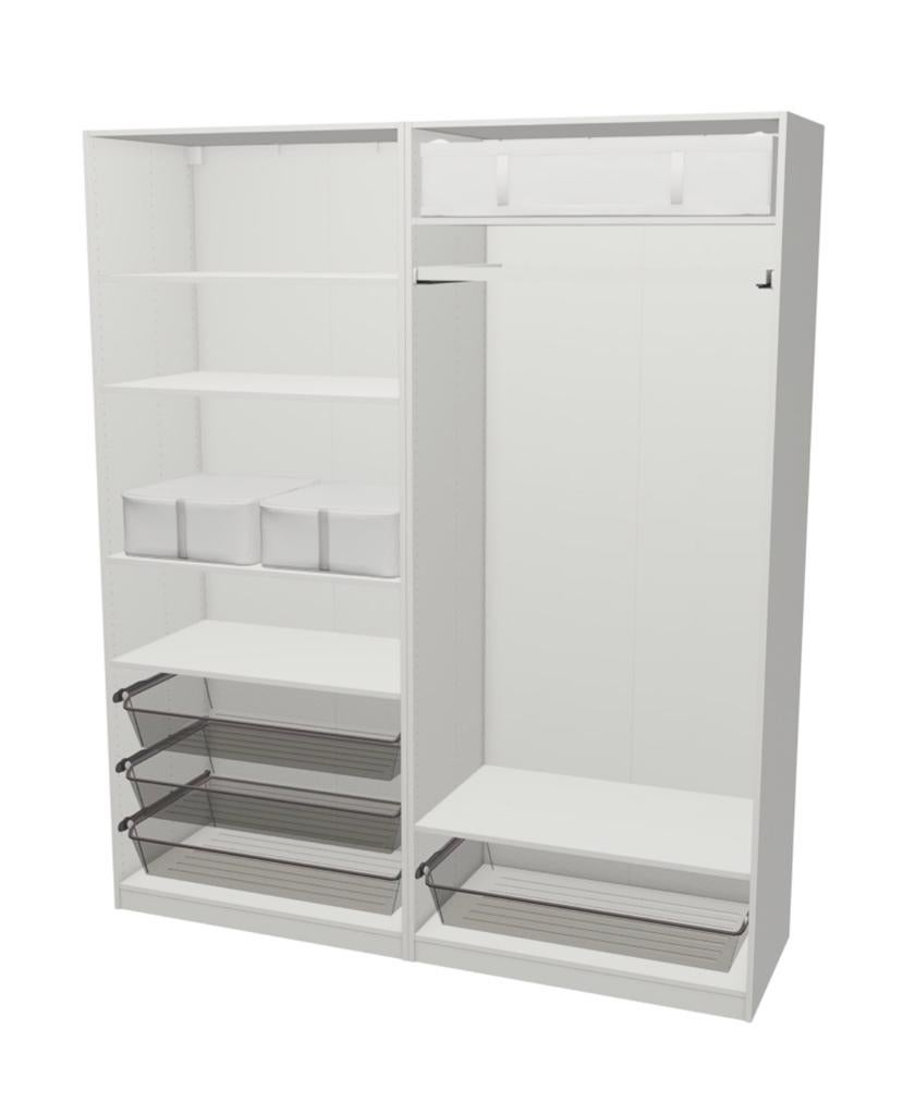 Complete IKEA PAX Kast met Schuifdeuren – Wit/Glas/Spiegel, Huis en Inrichting, Ophalen, 200 cm of meer, 50 tot 75 cm, Glas
