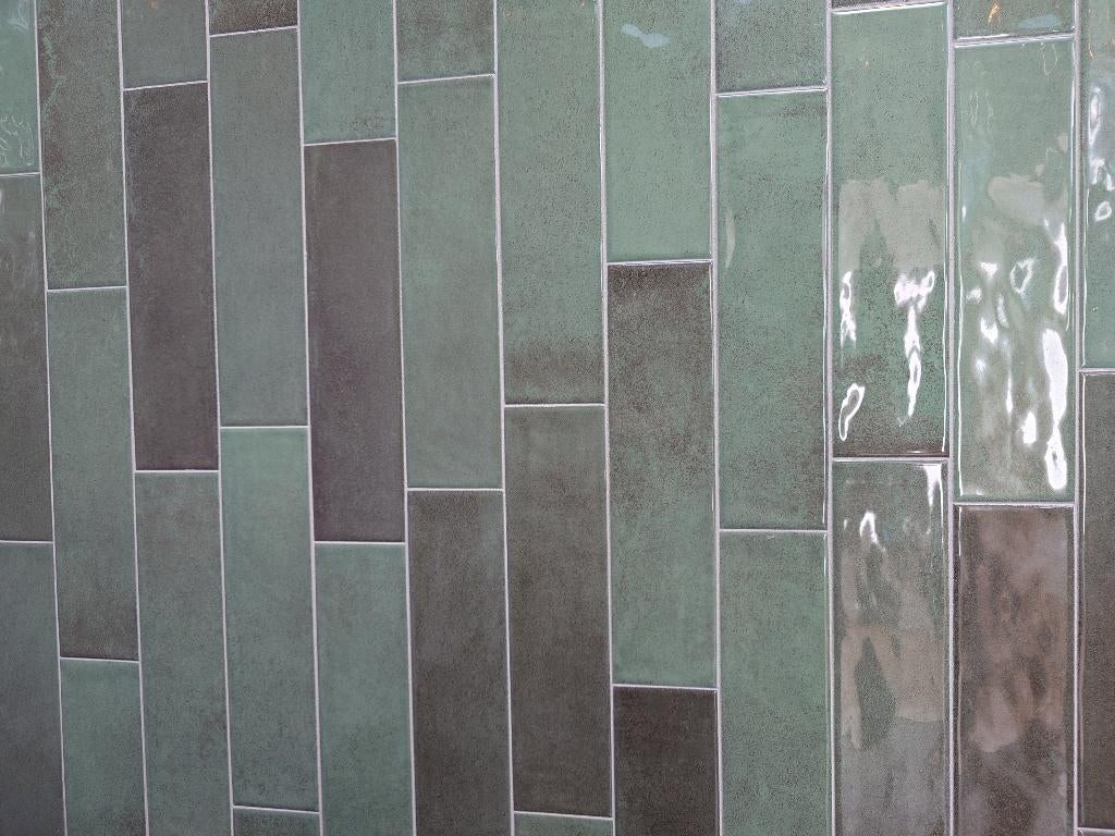Ecoceramic Harlequin Wandtegel 7x28cm Green, Ophalen, Nieuw, Minder dan 20 cm, 20 tot 40 cm