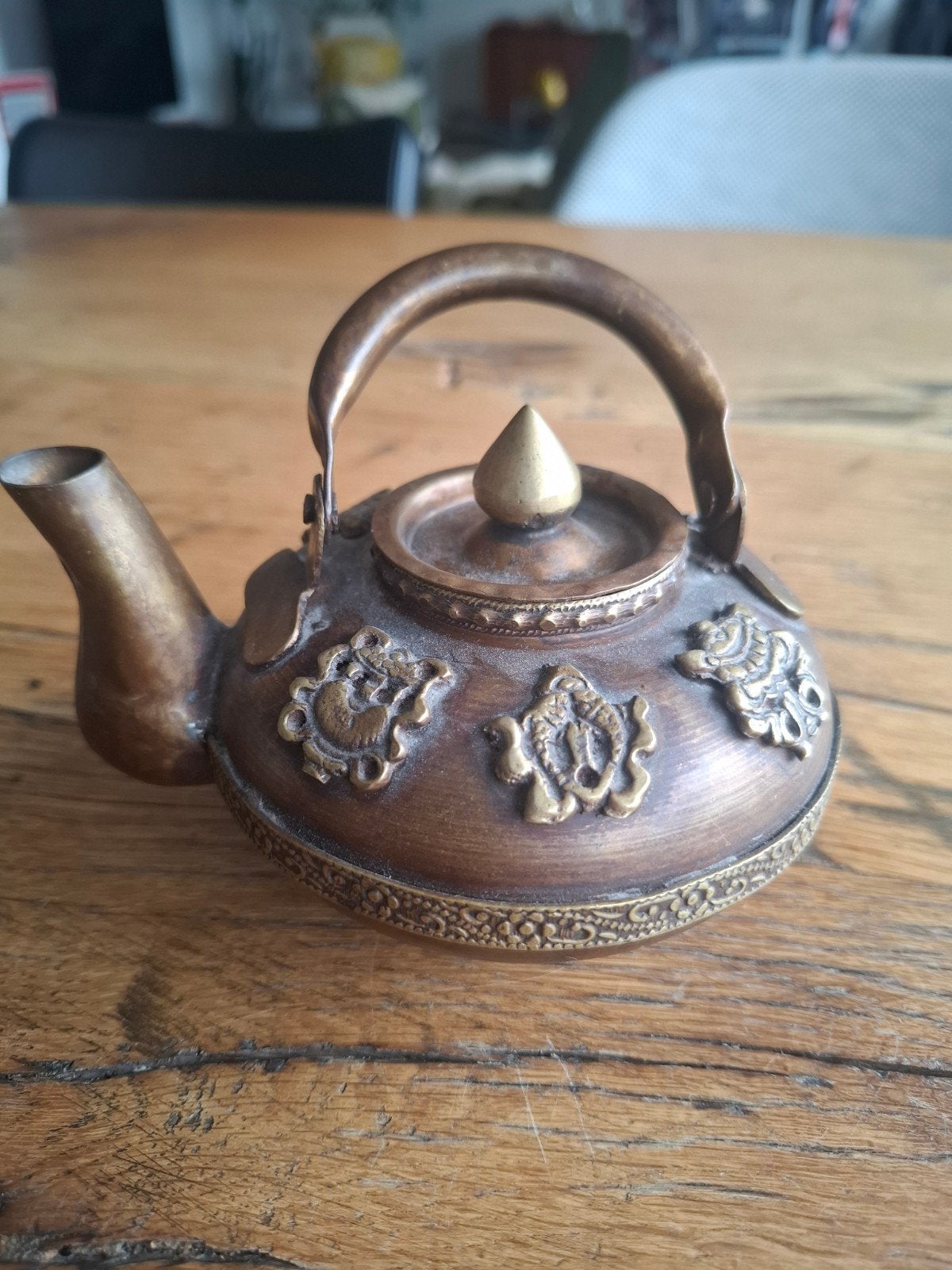 Traditioneel Tibetaans koperen/messing theepot, Ophalen of Verzenden