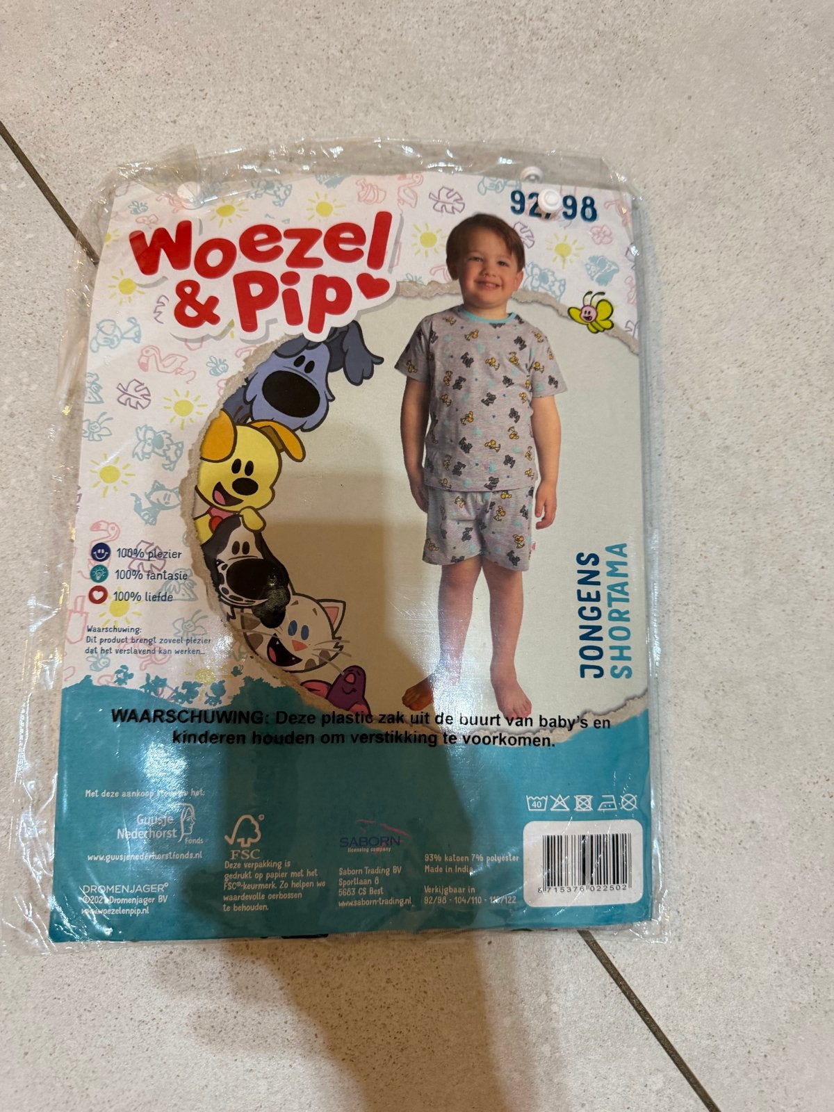 Woezel & Pip Jongens Shortama Maat 92/98 Nieuw, Kinderen en Baby's, Ophalen of Verzenden, Nieuw, Jongen