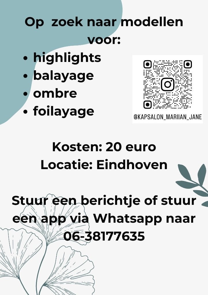 Model gezocht kapper Eindhoven, 33 - 40 uur, Overige niveaus, Overige vormen
