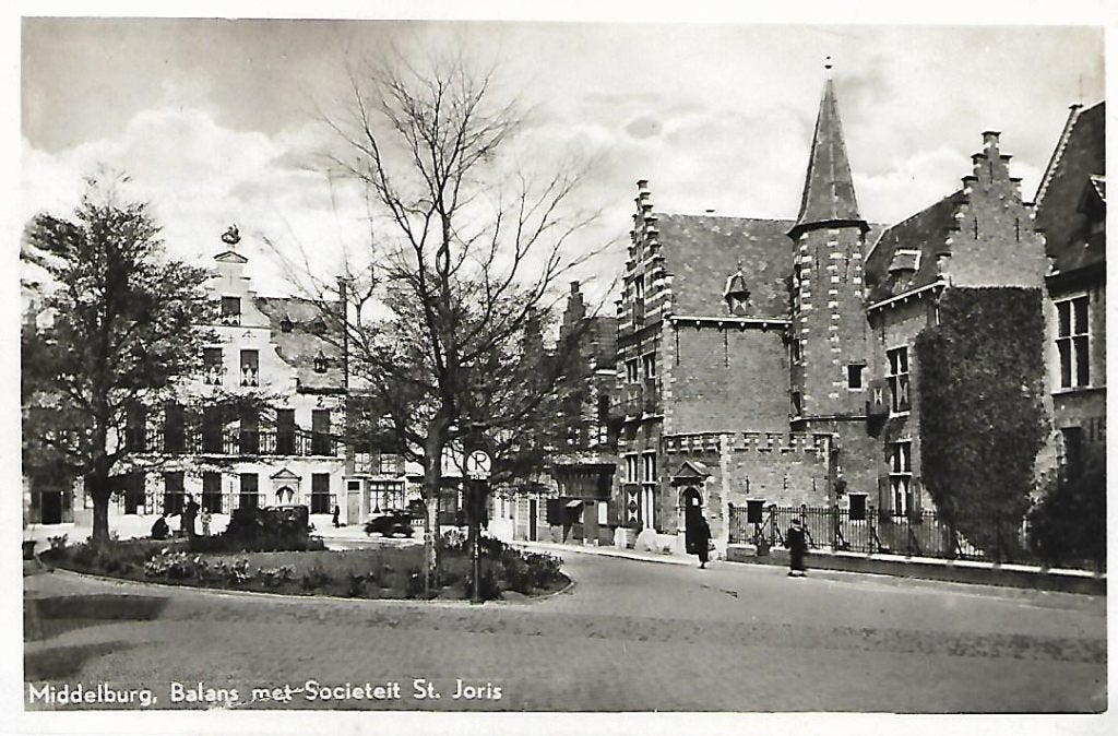 Middelburg- -Balans met Societeit St. Joris., Verzenden, 1940 tot 1960, Gelopen, Zeeland