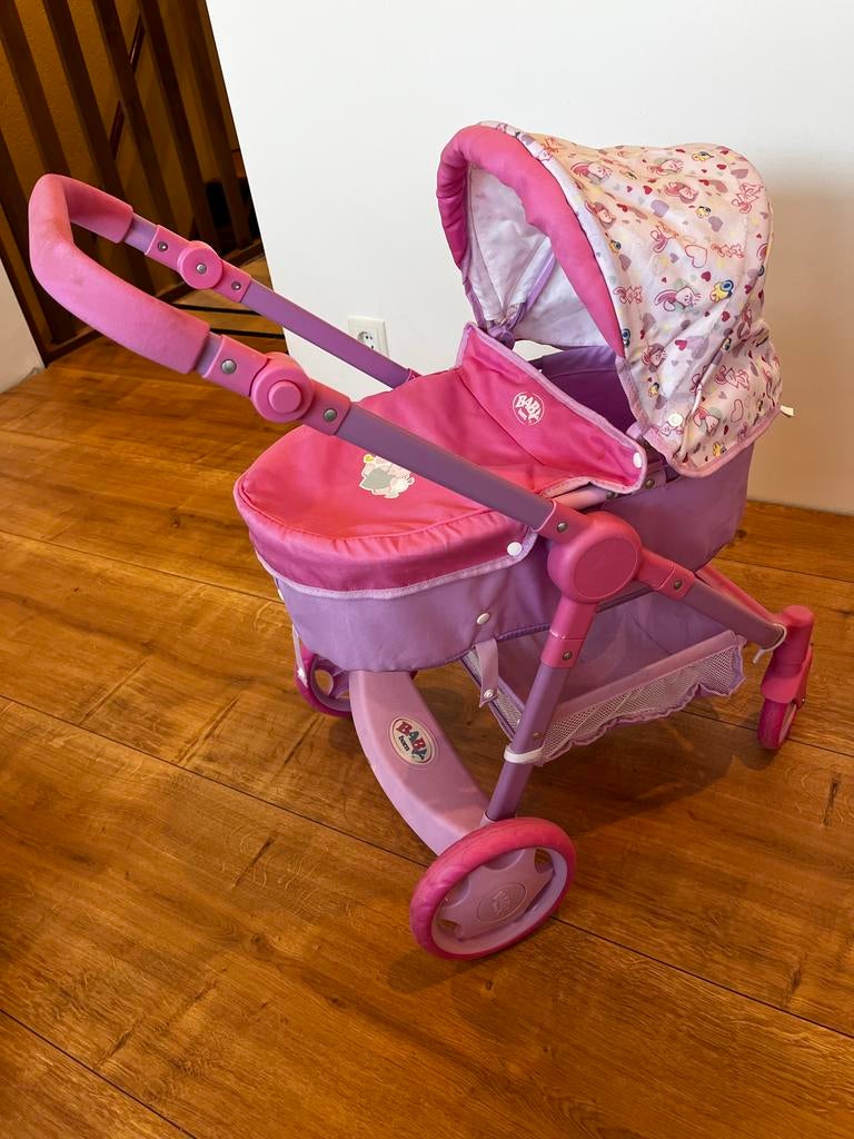 Baby Born Poppenwagen 7-in-1: Kinderwagen, Maxicosi, Wieg, Ophalen, Gebruikt, Babypop