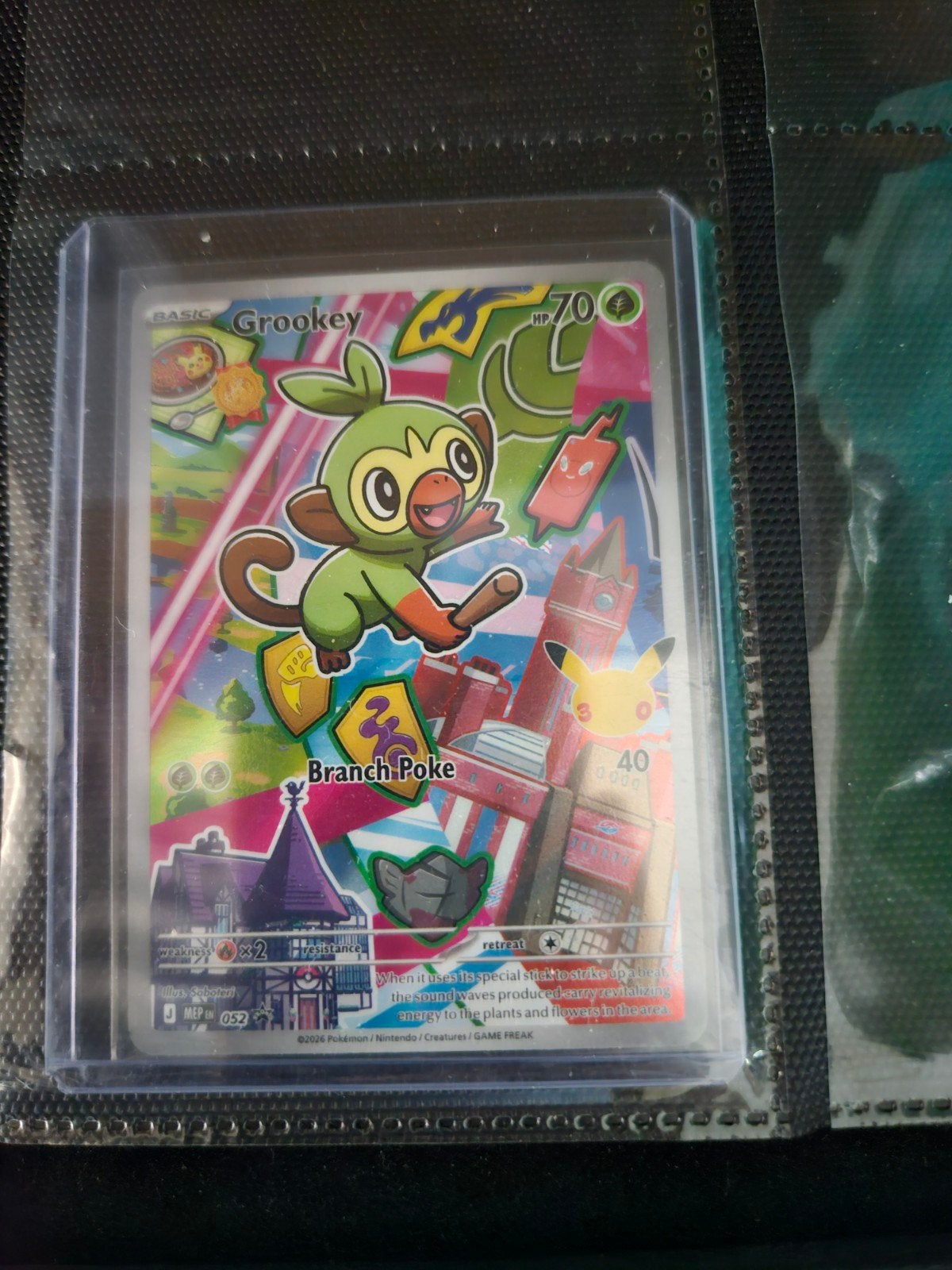 Pokemon Grookey MEP 052 Promo, Ophalen of Verzenden, Zo goed als nieuw, Losse kaart, Foil