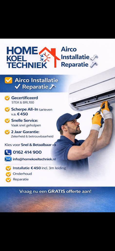 Airco Installatie & Reparatie /Betaalbaar /Gecertificeerd, Witgoed en Apparatuur, Airco's, Ophalen, 3 snelheden of meer, Zo goed als nieuw