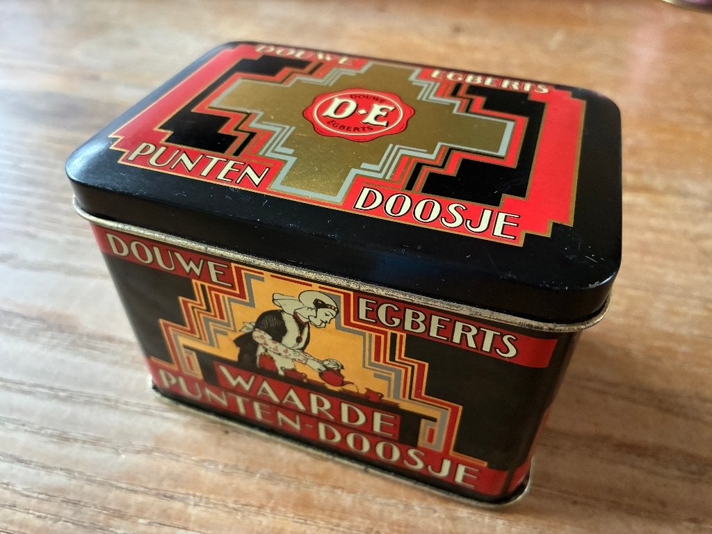 Douwe Egberts waarde punten doosje blik, Verzamelen, Blikken, Ophalen of Verzenden, Gebruikt, Overige, Douwe Egberts