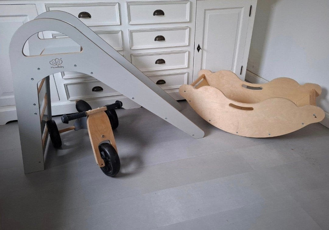 Houten speelset: glijbaan, loopfiets en klimboog, Ophalen, Jongen of Meisje