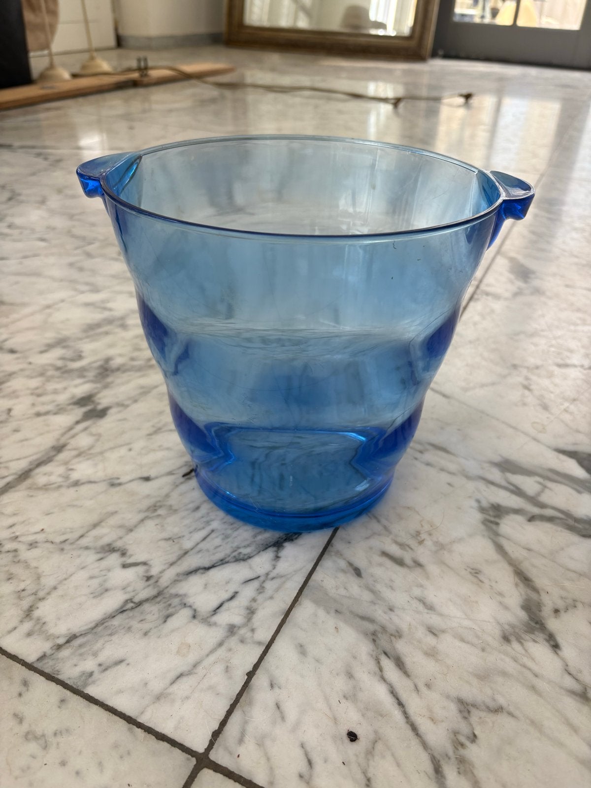 Vintage blauwe kunststof ijsemmer met handvatten, Ophalen of Verzenden