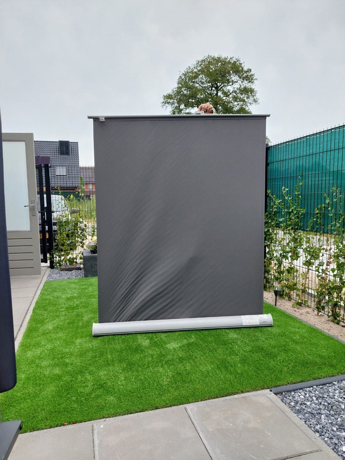 Windscherm oprolbaar 300x160 cm - Grijs, Ophalen, Overige typen, Zo goed als nieuw, 150 tot 300 cm