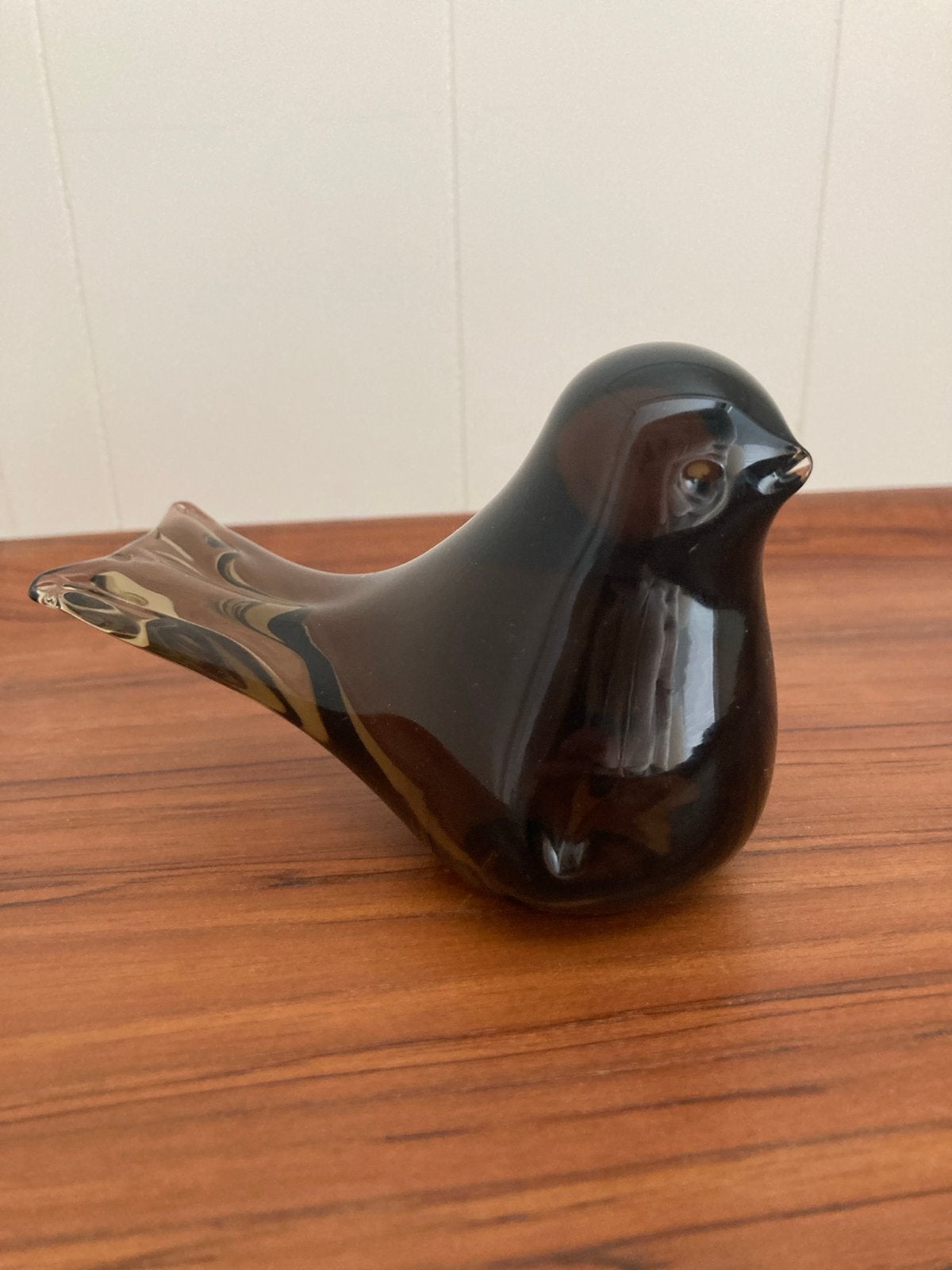 Vintage glazen vogel decoratie - Bruin glas, Verzenden, Zo goed als nieuw
