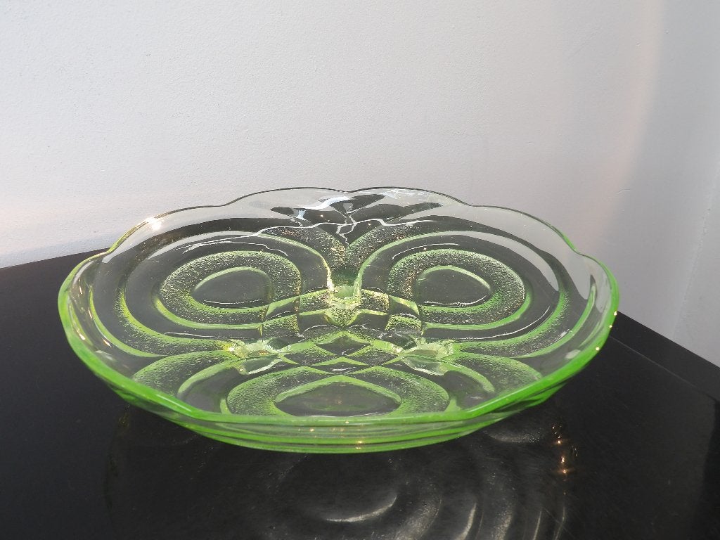Art Deco Walther Uranium Glas Schaal