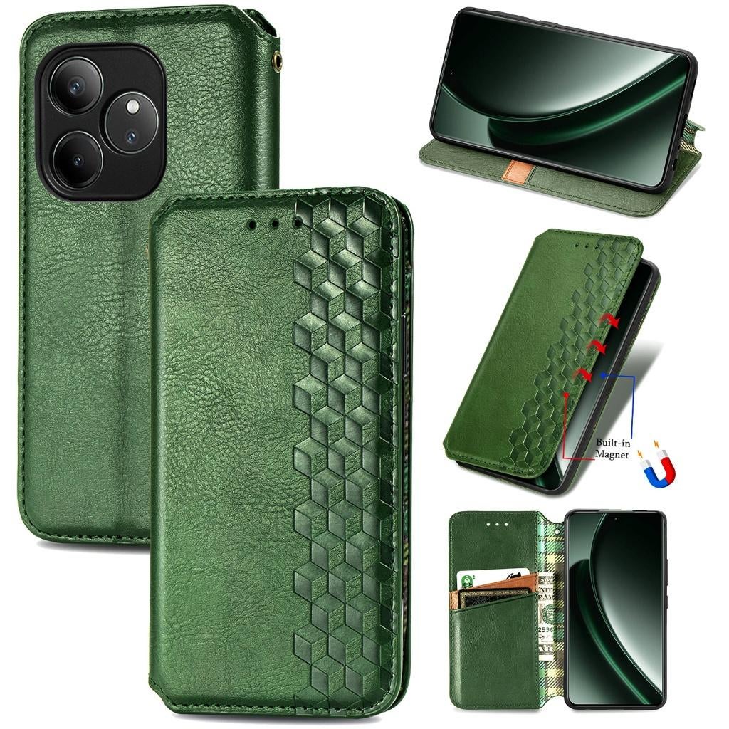 Luxe PU Lederen Wallet Case Set voor Realme GT 6T _ Groen, Verzenden, Nieuw, Hoesje of Tasje