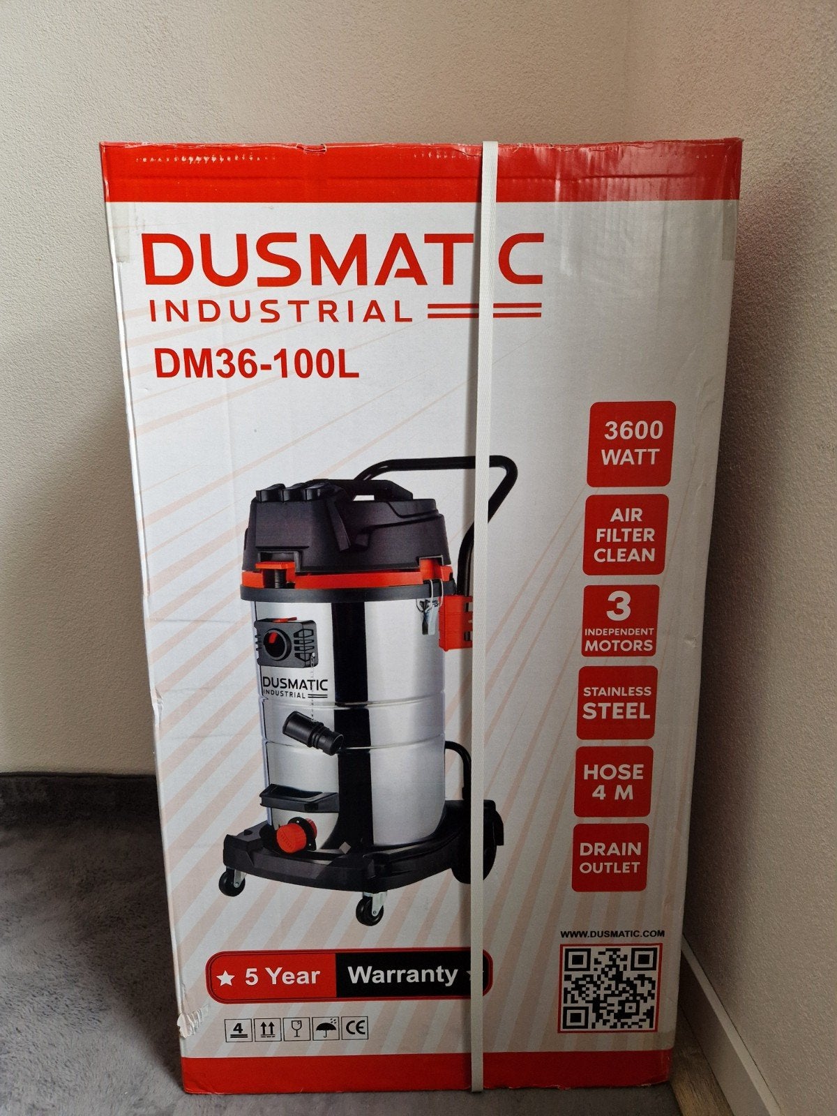 DUSMATIC Industriële stofzuiger DM36-100L 3600W Nieuw, Overige merken, Nieuw, Ophalen of Verzenden, Industriële stofzuiger