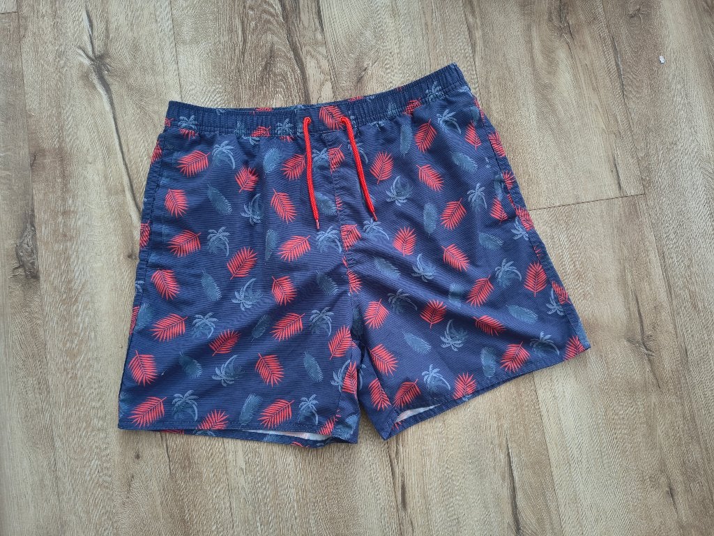 Prachtige blauwe zwembroek, zwemshort met bladeren, maat M., Onb, Ophalen of Verzenden, Onb, Onb