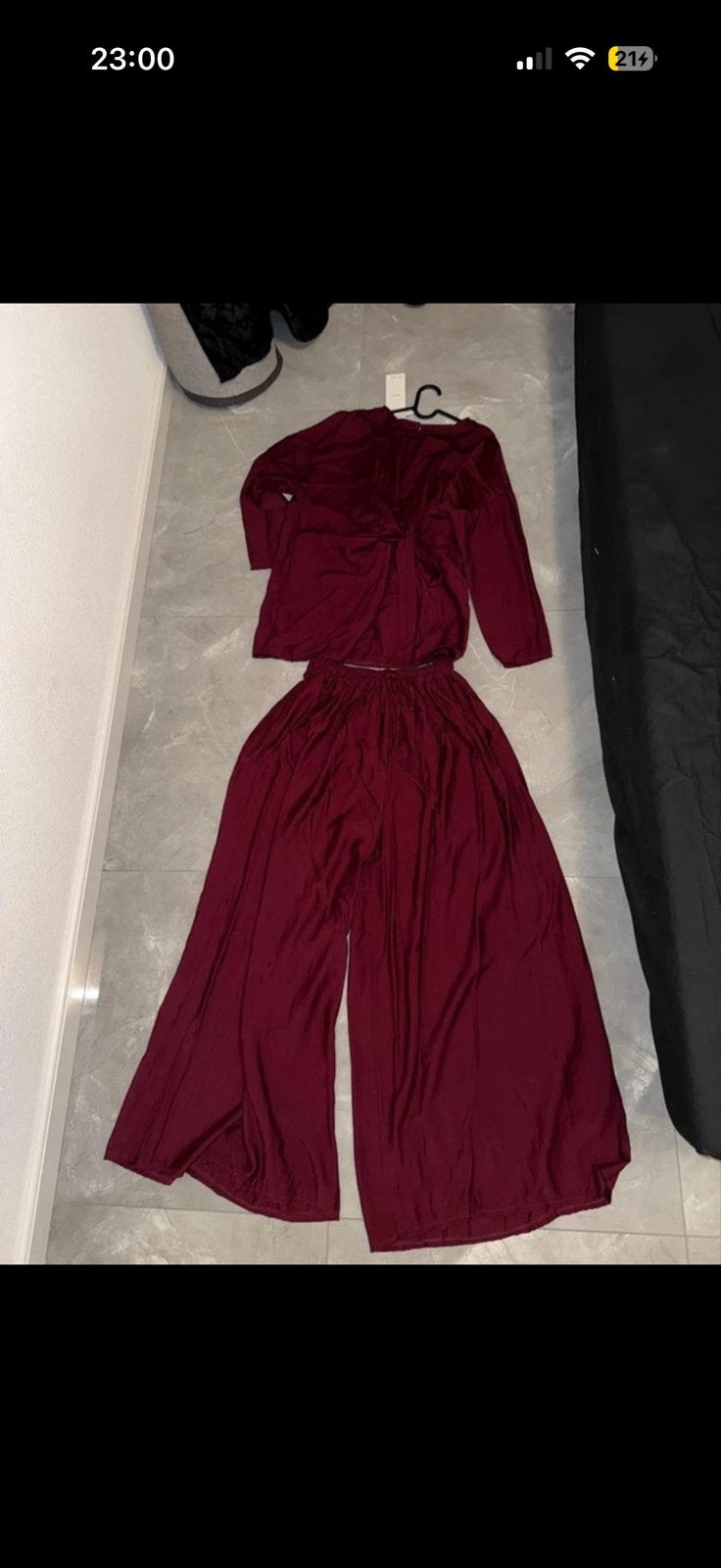 Nieuwe bordeauxrode set: blouse en palazzo broek, Maat 46/48 (XL) of groter, Nieuw, Ophalen of Verzenden, Lang