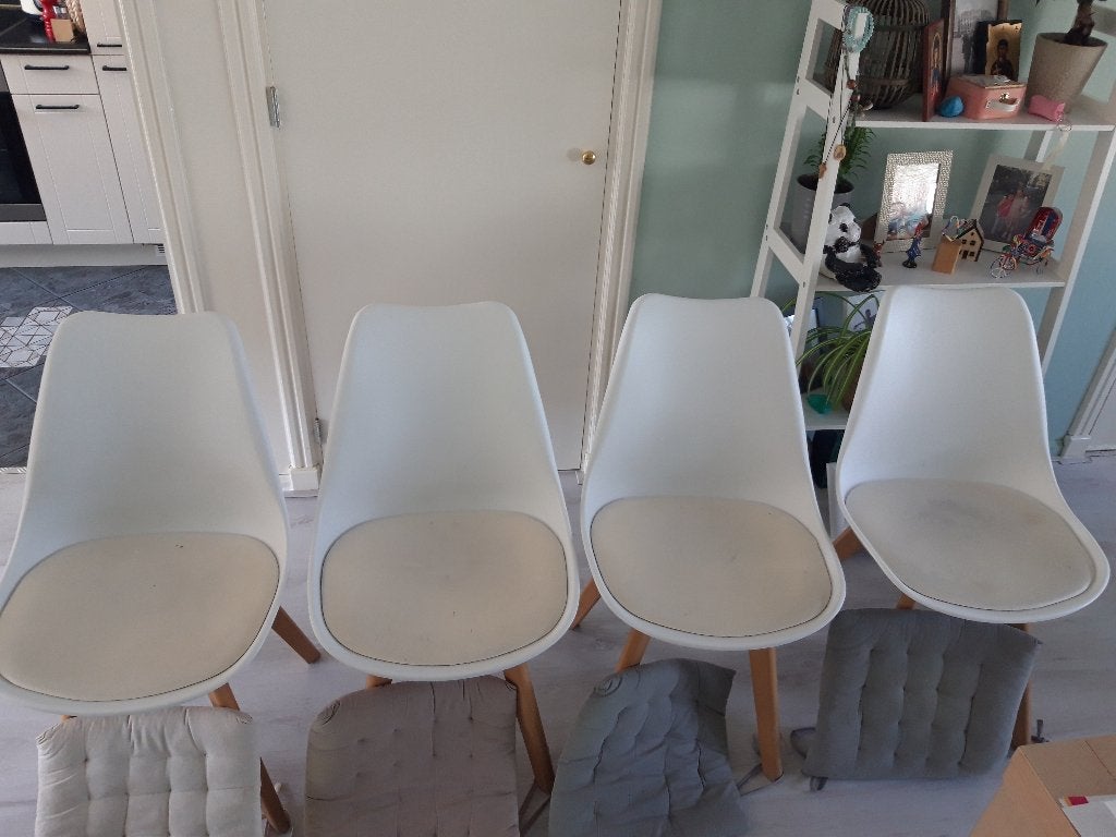 stoelen, Huis en Inrichting, Stoelen, Ophalen, Gebruikt, Wit, Vier