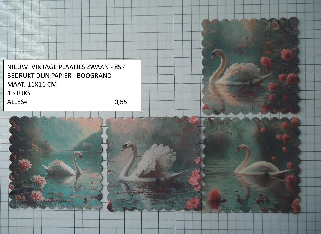 vintage plaatjes zwanen ( laatste 6 sets ) alleen verzenden, Hobby en Vrije tijd, Kaarten | Zelf maken, Ophalen, Nieuw, Dieren