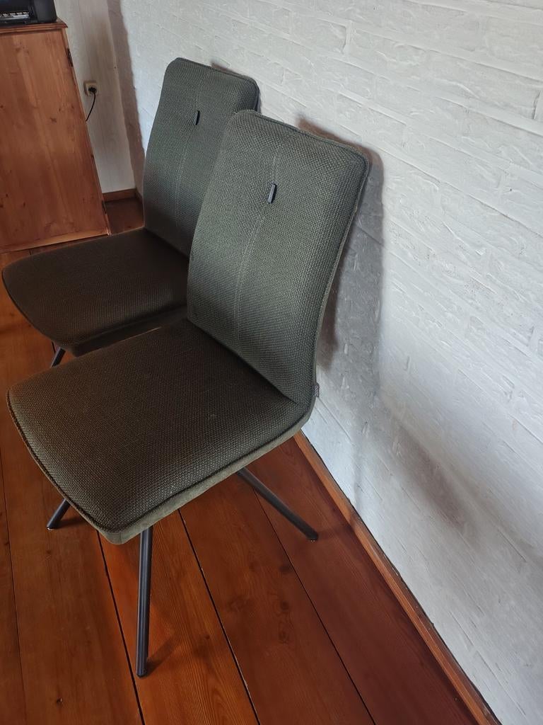 2x Groene eetkamerstoelen Xooon groene stof, Huis en Inrichting, Stoelen, Ophalen, Gebruikt, Twee, Overige kleuren