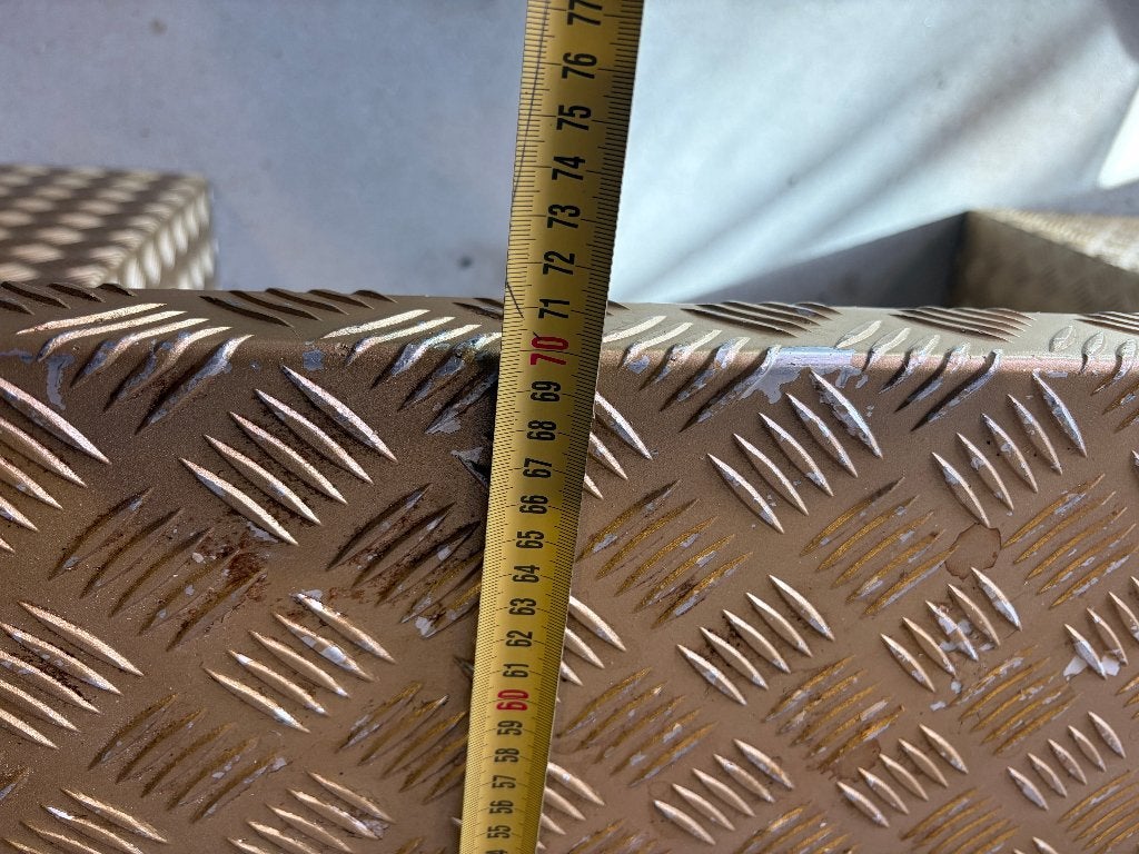 Industriële Gouden Traanplaat Werktafel, Ophalen, Gebruikt, 70 tot 120 cm