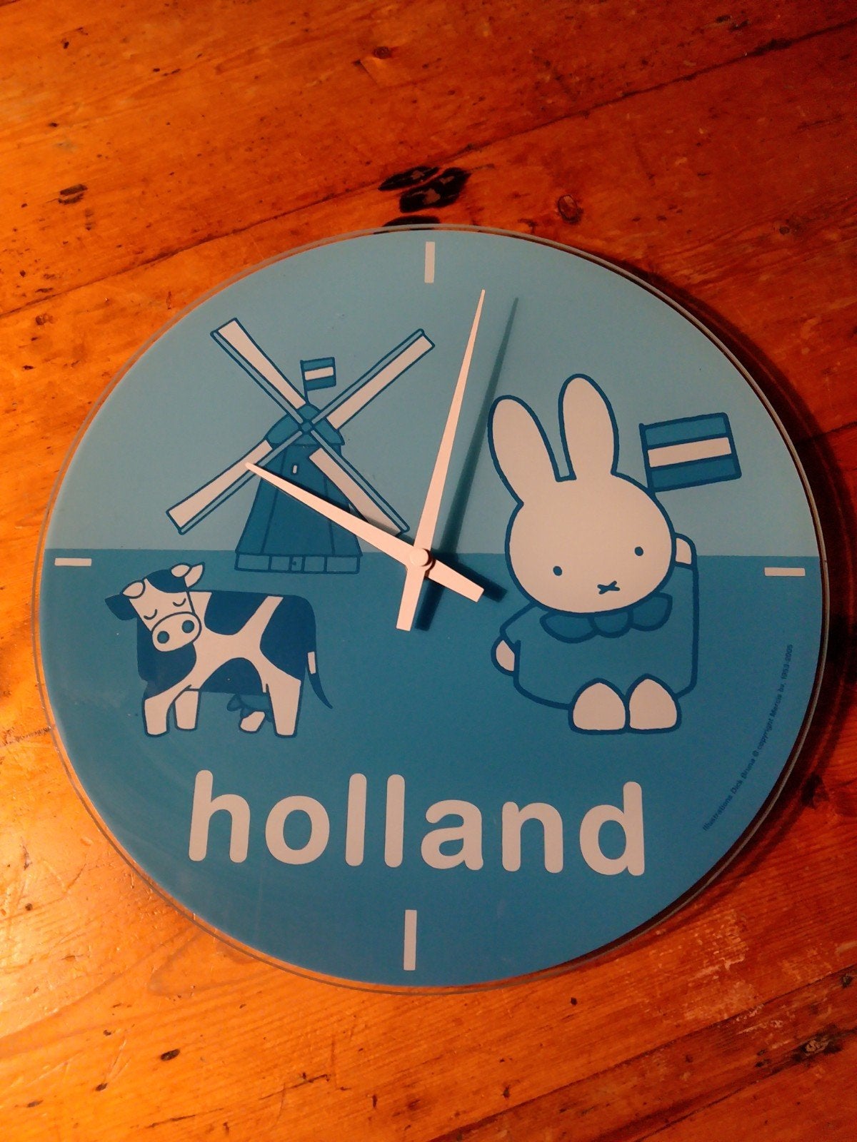 Vintage blauwe Nijntje Wandklok - Holland thema, Ophalen of Verzenden, Gebruikt, Analoog, Wandklok