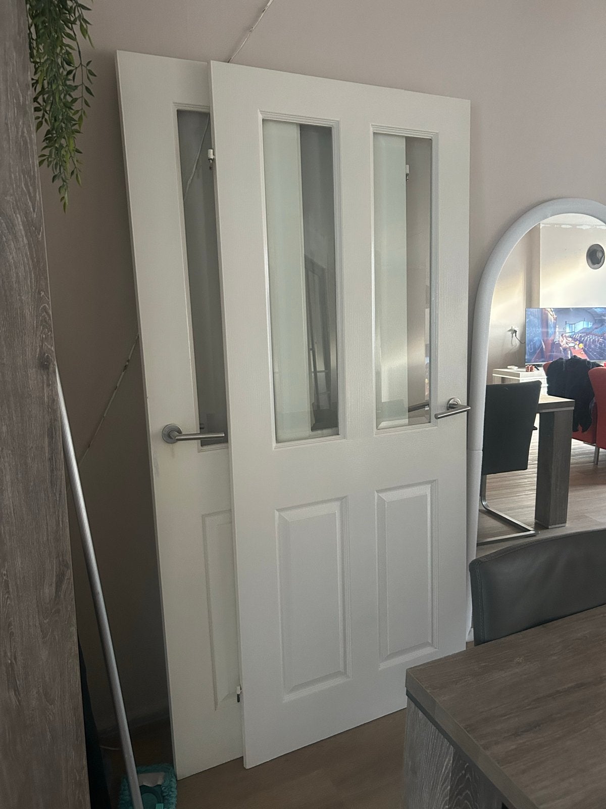 1x Opdekdeur H201,5 met beslag, links draaiend, Ophalen, Gebruikt, 80 tot 100 cm, Binnendeur