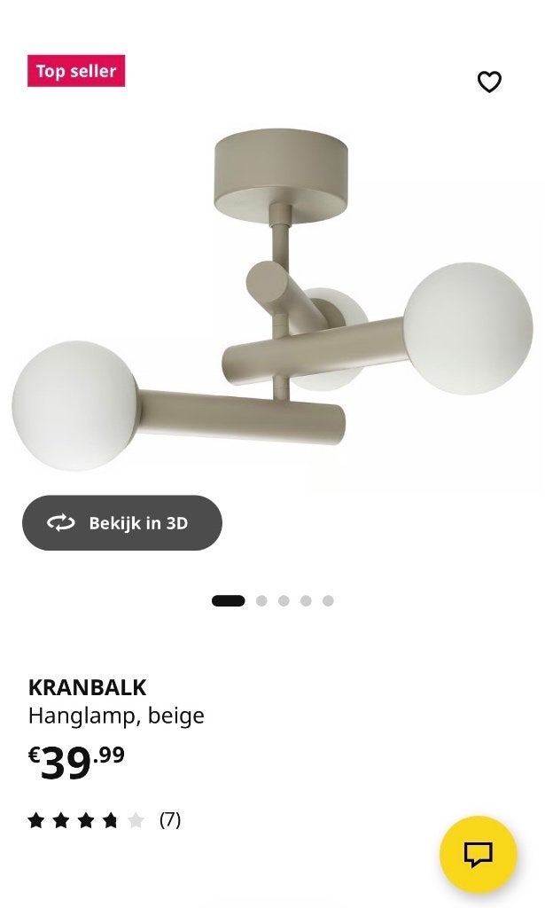 Plafondlamp kranbalk ikea, Ophalen, Beige, Inclusief lichtbron, Modern
