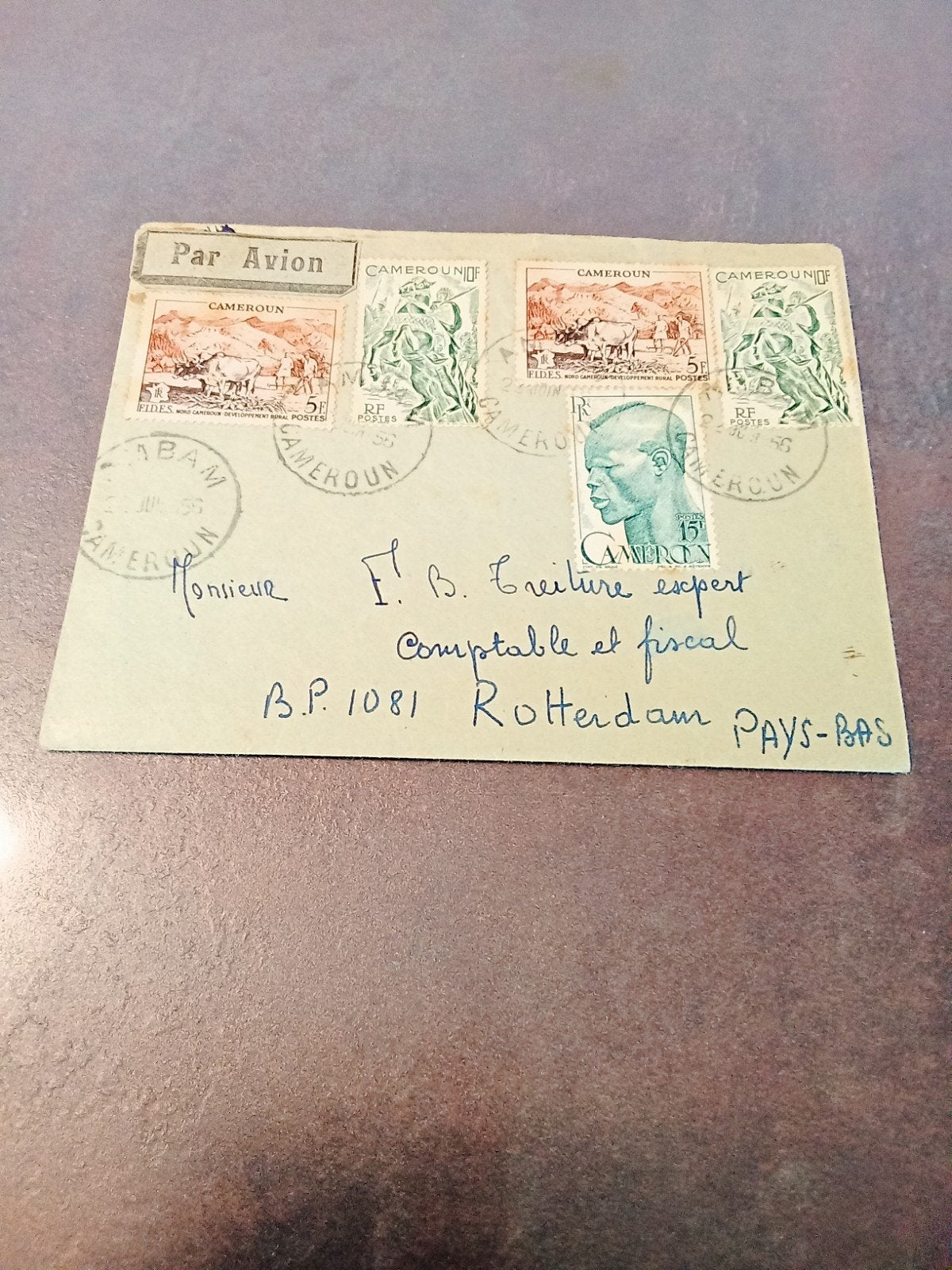 Zeldzame envelop met postzegels uit Kameroen (1956), Ophalen of Verzenden, Brief
