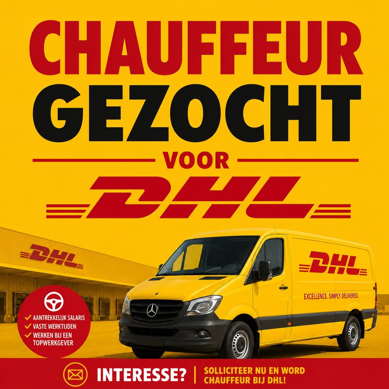 CHAUFFEUR GEZOCHT BIJ DHL!, Vacatures, Vacatures | Chauffeurs, 33 - 40 uur, MBO, Vanaf 5 jaar, Tijdelijk contract