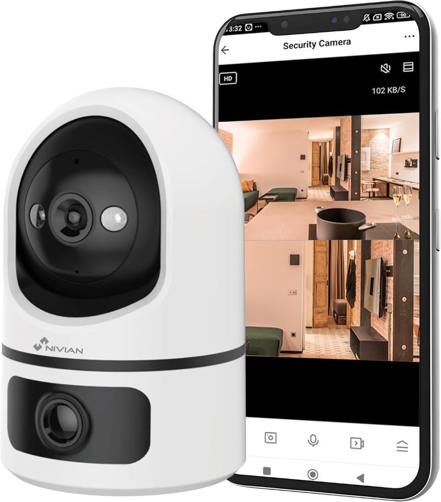 Nivian IS7-Dual 3MP WiFi Camera – Dubbele Lens & Tracking, Ophalen of Verzenden, Nieuw, Binnencamera
