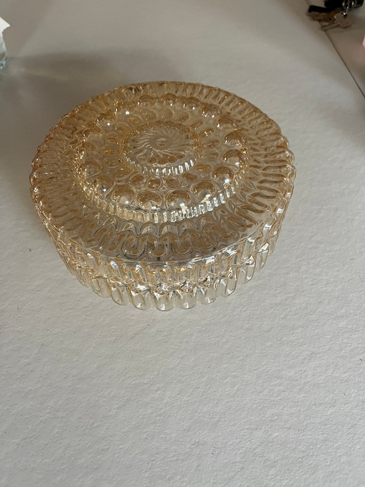 Plafonniere jaren 60-70 vintage retro midcentury glas €22,50, Gebruikt, Glas, 20 cm, E27 (groot)