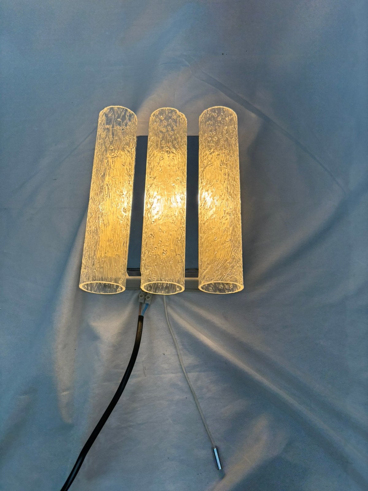Vintage Doria Leuchten wandlamp ijsglas tubes jaren, Ophalen of Verzenden, Gebruikt