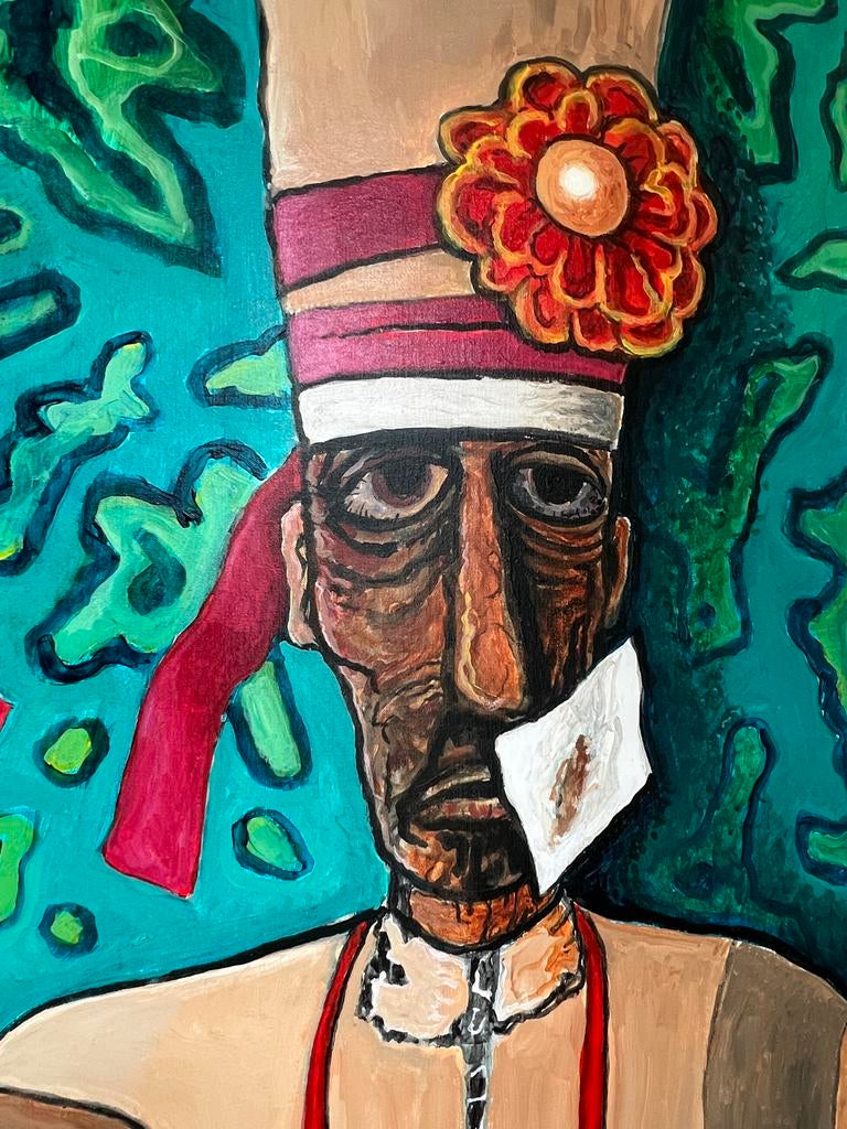 Uniek schilderij van Menno Nanninga - 'De Twee Koningen', Antiek en Kunst, Kunst | Schilderijen | Modern, Ophalen