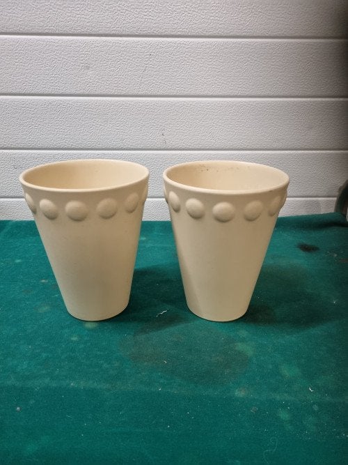bloempotten creme met bolletjes rand, Ophalen of Verzenden, 'T Olde Gre-j, Info@toldegrej.nl, Endepoelstraat 20f Didam