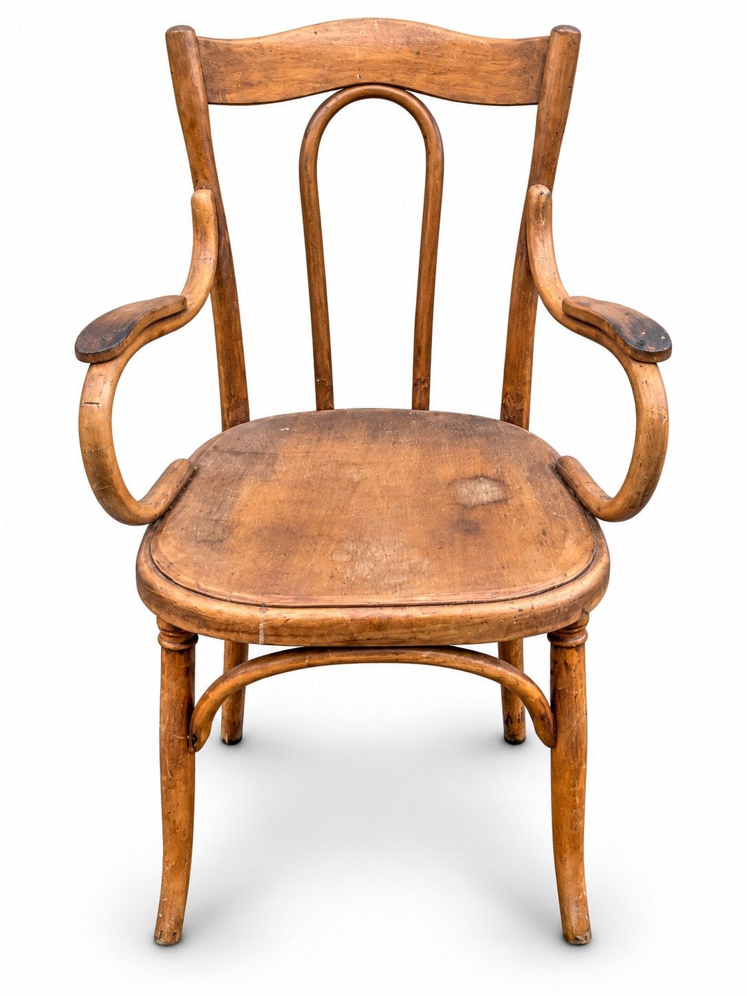 Oude houten caféstoel met armleuningen – Thonet stijl, Ophalen, Gebruikt, Bruin, Thonet