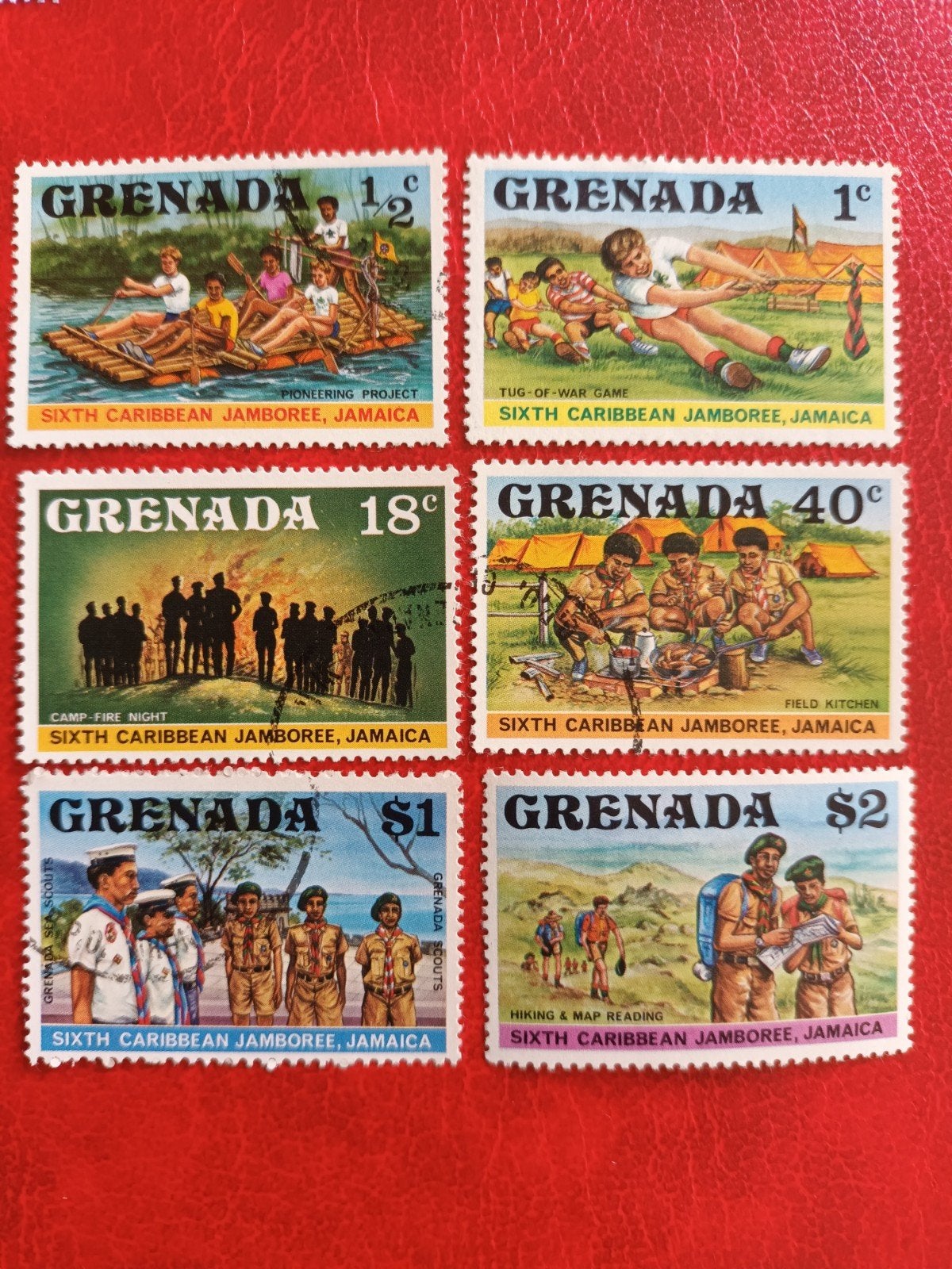 Grenada 1977 ,6 pzs 6th  Caribbean jamboree, Verzenden, Gestempeld, Midden-Amerika