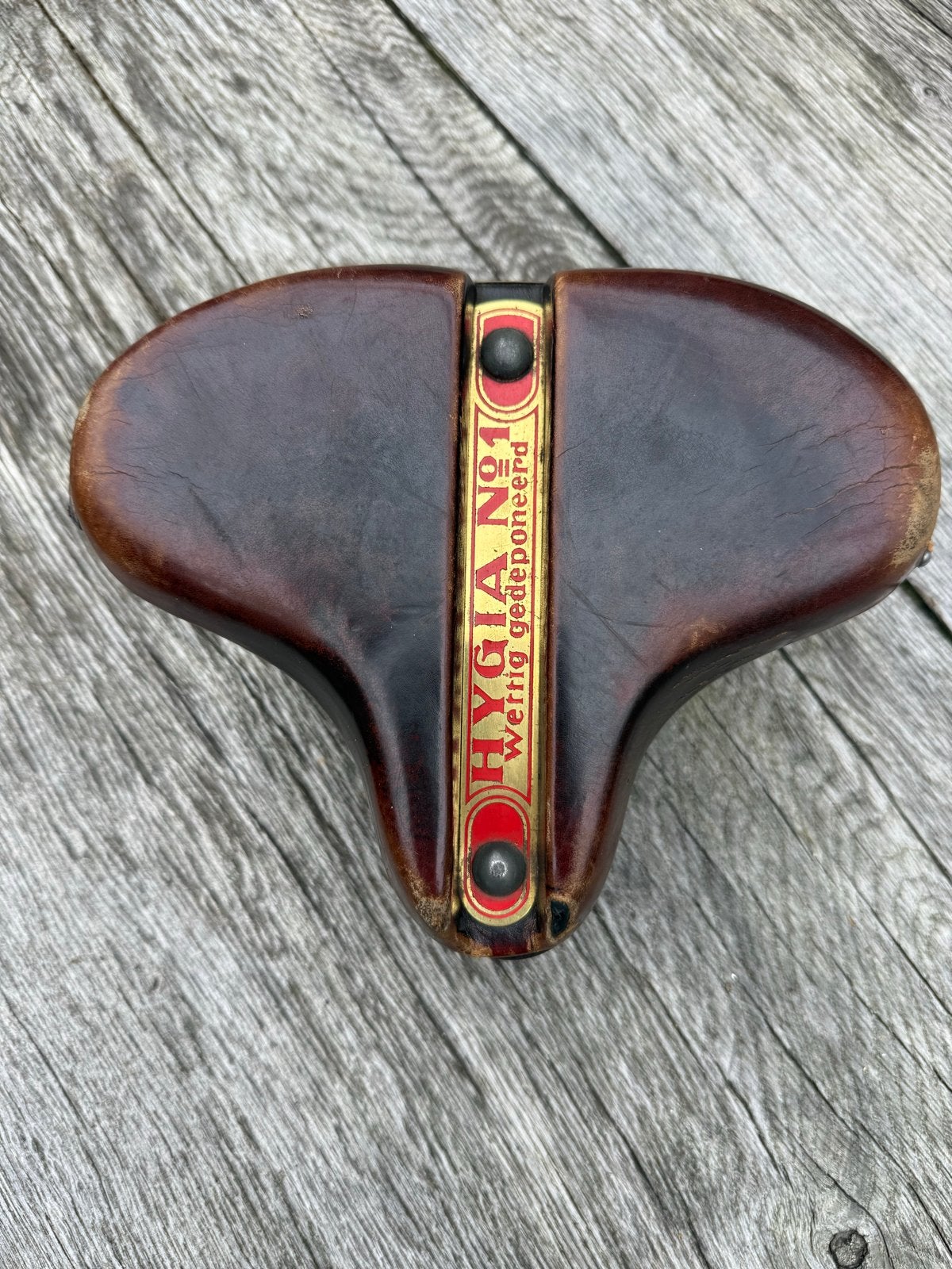 Leren dameszadel Hygia No1 - Vintage fietszadel, Fietsen en Brommers, Fietsonderdelen, Gebruikt, Leer, Ophalen of Verzenden, Zadel