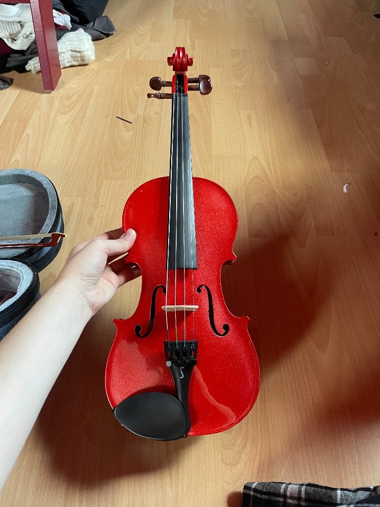 Kinderviool 1/2 met opvallende kleur, Muziek en Instrumenten, Ophalen, 1/2-viool, Viool, Zo goed als nieuw