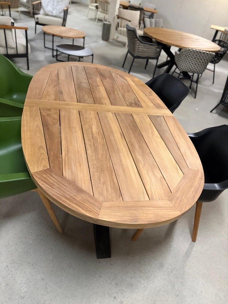 Ovale Teakhouten Eettafel - Zo goed als nieuw, Tuin en Terras, Ophalen of Verzenden, Nieuw, Ovaal, Teakhout